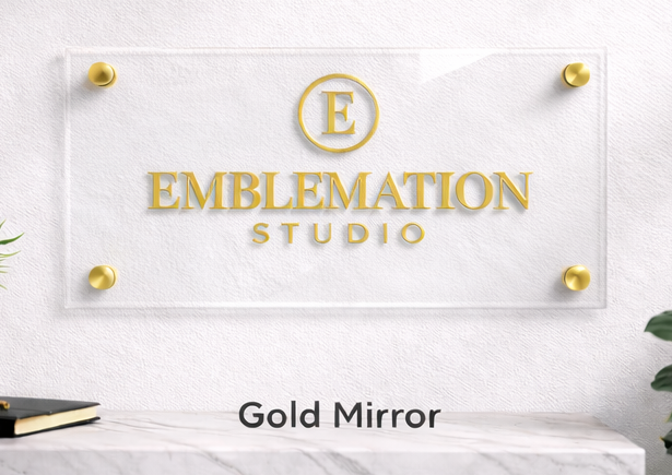 24x12 acrylic monogram sign - clear backing with gold mirror finish