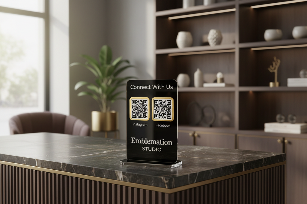 Black and Gold Social Media Sign Hero Shot - Lifestyle Image