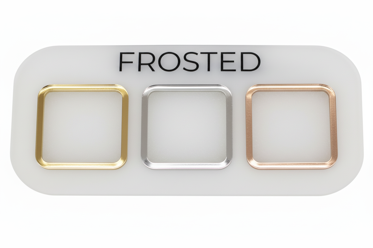 Enhanced frosted acrylic base with mirror accents on white background