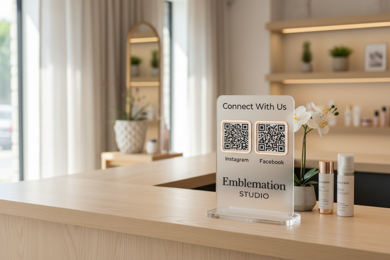 Frosted Social Media Sign Hero Shot - Lifestyle Image