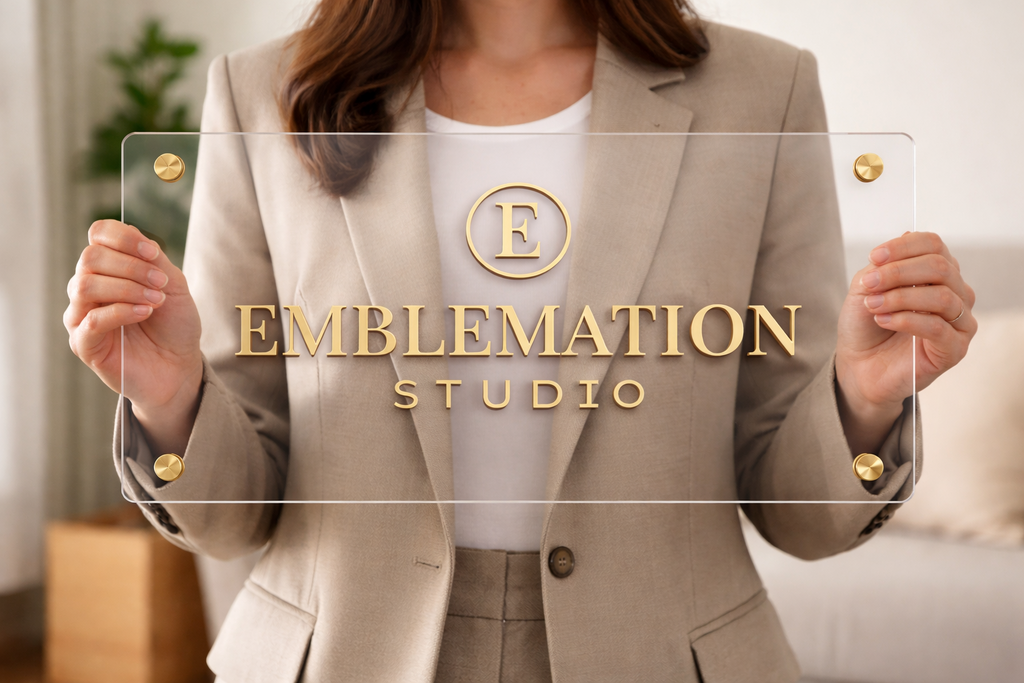 24x12 executive size acrylic monogram sign size demonstration